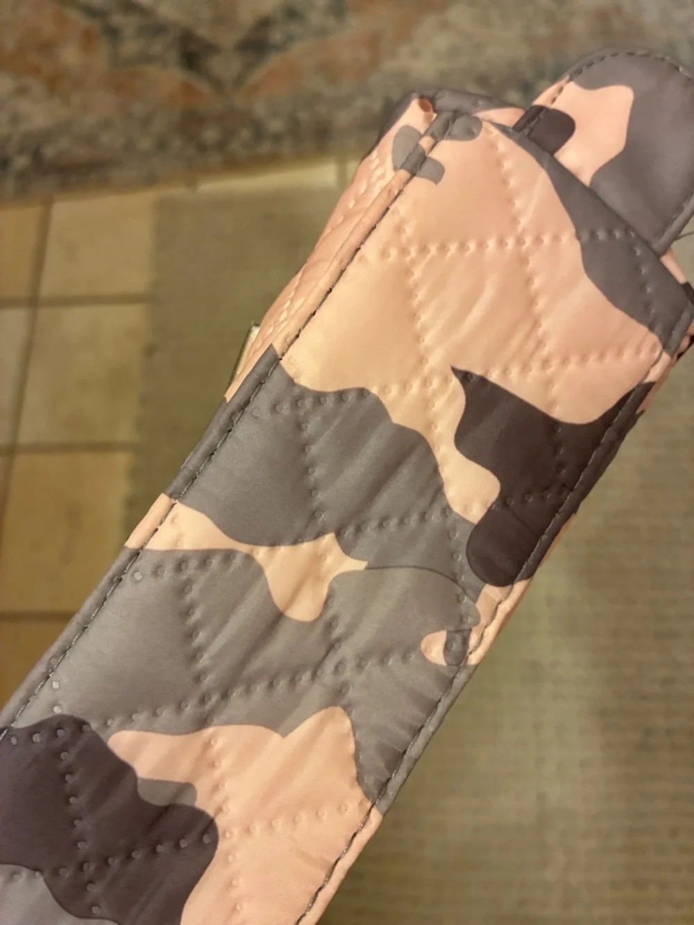 Pink Camouflage Quilted Cosmetic Pouch‎